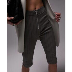 NWT Topshop Sage Green Pinstripe Capri Pants High Rise Size US 10
